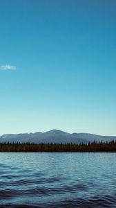 Preview wallpaper mountains, lake, horizon, trees, ripples