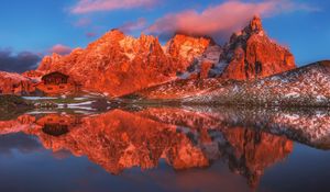 Preview wallpaper mountains, lake, house, reflection, landscape