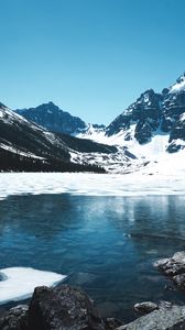 Preview wallpaper mountains, lake, ice, snow