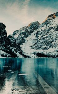 Preview wallpaper mountains, lake, ice, snow, italy