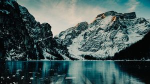 Preview wallpaper mountains, lake, ice, snow, italy