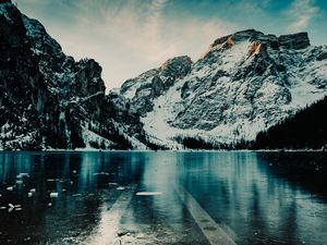 Preview wallpaper mountains, lake, ice, snow, italy