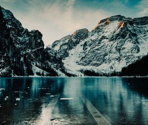 Preview wallpaper mountains, lake, ice, snow, italy