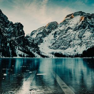 Preview wallpaper mountains, lake, ice, snow, italy