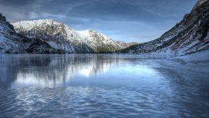 Preview wallpaper mountains, lake, ice, snow, nature