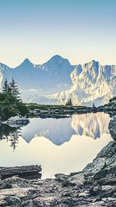 Preview wallpaper mountains, lake, landscape, nature, trees