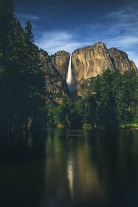 Preview wallpaper mountains, lake, landscape, evening, sky