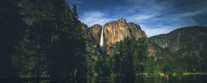 Preview wallpaper mountains, lake, landscape, evening, sky