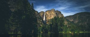 Preview wallpaper mountains, lake, landscape, evening, sky