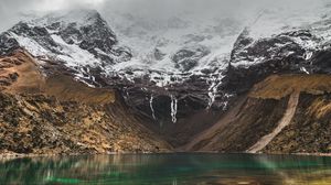 Preview wallpaper mountains, lake, landscape, water, snow