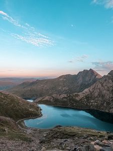 Preview wallpaper mountains, lake, landscape, peaks