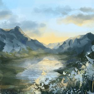 Preview wallpaper mountains, lake, landscape, art