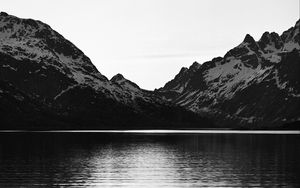 Preview wallpaper mountains, lake, landscape, black and white