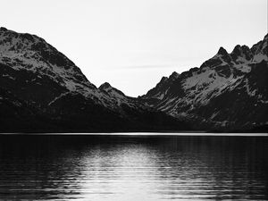 Preview wallpaper mountains, lake, landscape, black and white