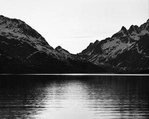 Preview wallpaper mountains, lake, landscape, black and white