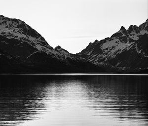 Preview wallpaper mountains, lake, landscape, black and white