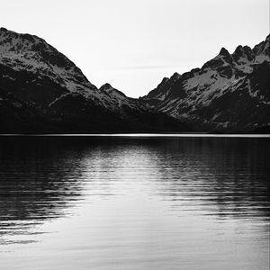 Preview wallpaper mountains, lake, landscape, black and white