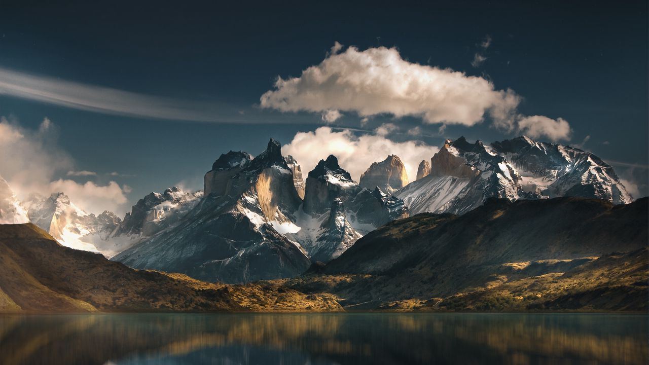 Wallpaper mountains, lake, national park, reflection, torres del paine, chile