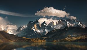 Preview wallpaper mountains, lake, national park, reflection, torres del paine, chile