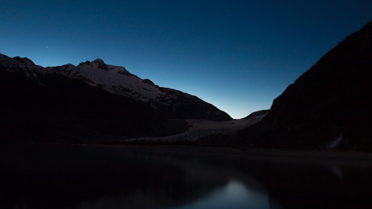 Wallpaper mountains, lake, night