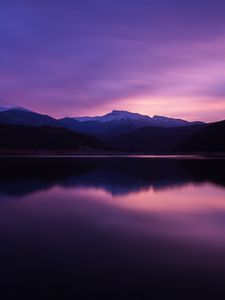 Preview wallpaper mountains, lake, night, reflection