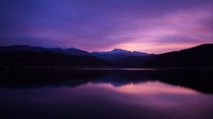 Preview wallpaper mountains, lake, night, reflection