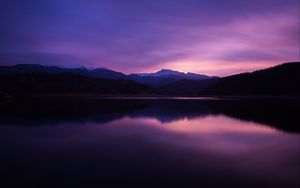 Preview wallpaper mountains, lake, night, reflection