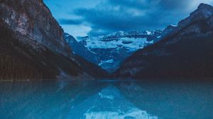 Preview wallpaper mountains, lake, night, dark, landscape