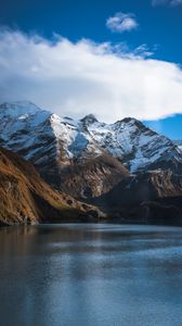 Preview wallpaper mountains, lake, peak, snowy