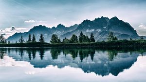 Preview wallpaper mountains, lake, photoshop, reflection