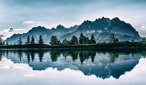Preview wallpaper mountains, lake, photoshop, reflection