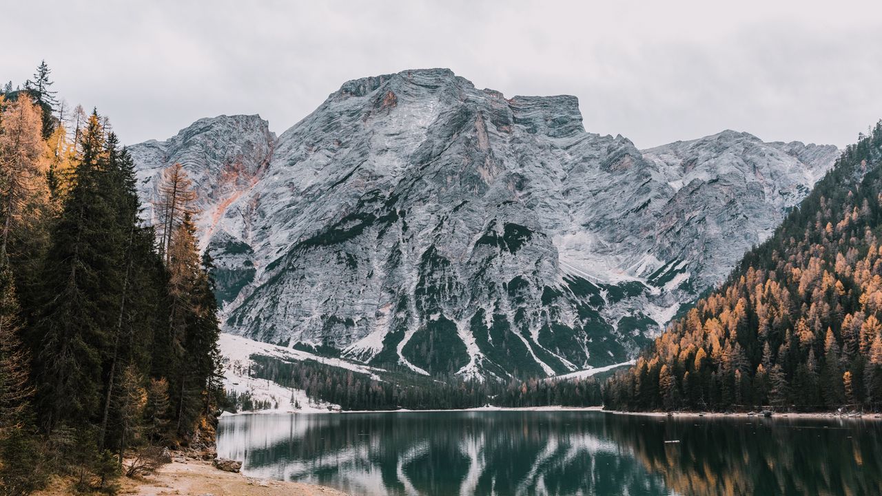 Wallpaper mountains, lake, reflection, sky