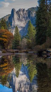 Preview wallpaper mountains, lake, reflection, forest