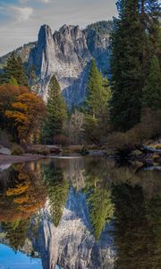 Preview wallpaper mountains, lake, reflection, forest