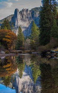 Preview wallpaper mountains, lake, reflection, forest