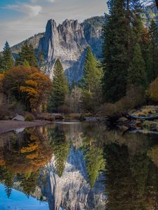 Preview wallpaper mountains, lake, reflection, forest
