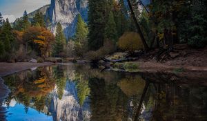 Preview wallpaper mountains, lake, reflection, forest