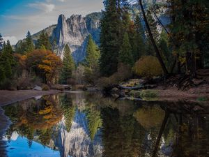 Preview wallpaper mountains, lake, reflection, forest