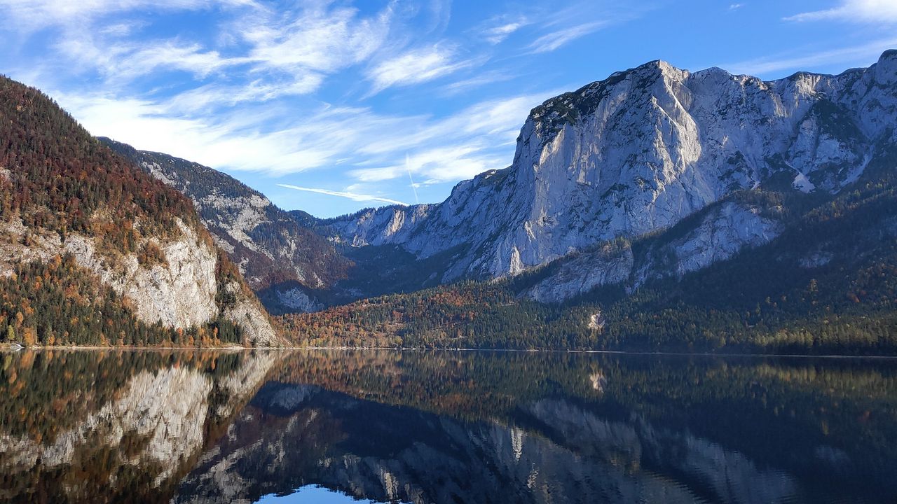 Wallpaper mountains, lake, reflection, water, clouds