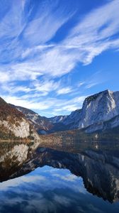Preview wallpaper mountains, lake, reflection, water, clouds