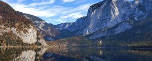 Preview wallpaper mountains, lake, reflection, water, clouds