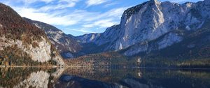 Preview wallpaper mountains, lake, reflection, water, clouds