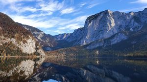 Preview wallpaper mountains, lake, reflection, water, clouds