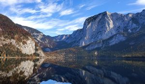 Preview wallpaper mountains, lake, reflection, water, clouds