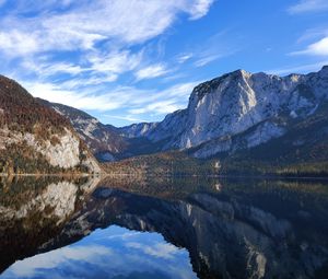 Preview wallpaper mountains, lake, reflection, water, clouds