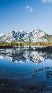 Preview wallpaper mountains, lake, reflection, trees, nature, landscape