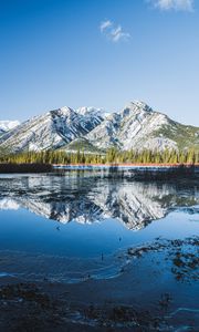 Preview wallpaper mountains, lake, reflection, trees, nature, landscape