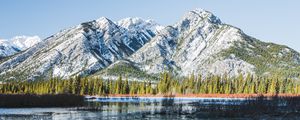 Preview wallpaper mountains, lake, reflection, trees, nature, landscape