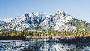 Preview wallpaper mountains, lake, reflection, trees, nature, landscape