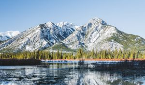 Preview wallpaper mountains, lake, reflection, trees, nature, landscape